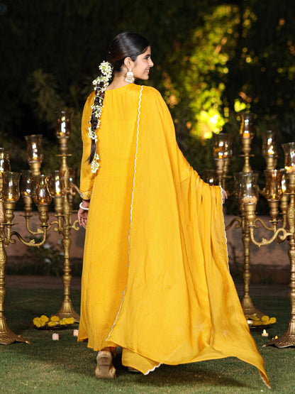 Gold Yellow Chinnon Suit Set