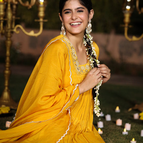 Gold yellow Chinnon Suit Set