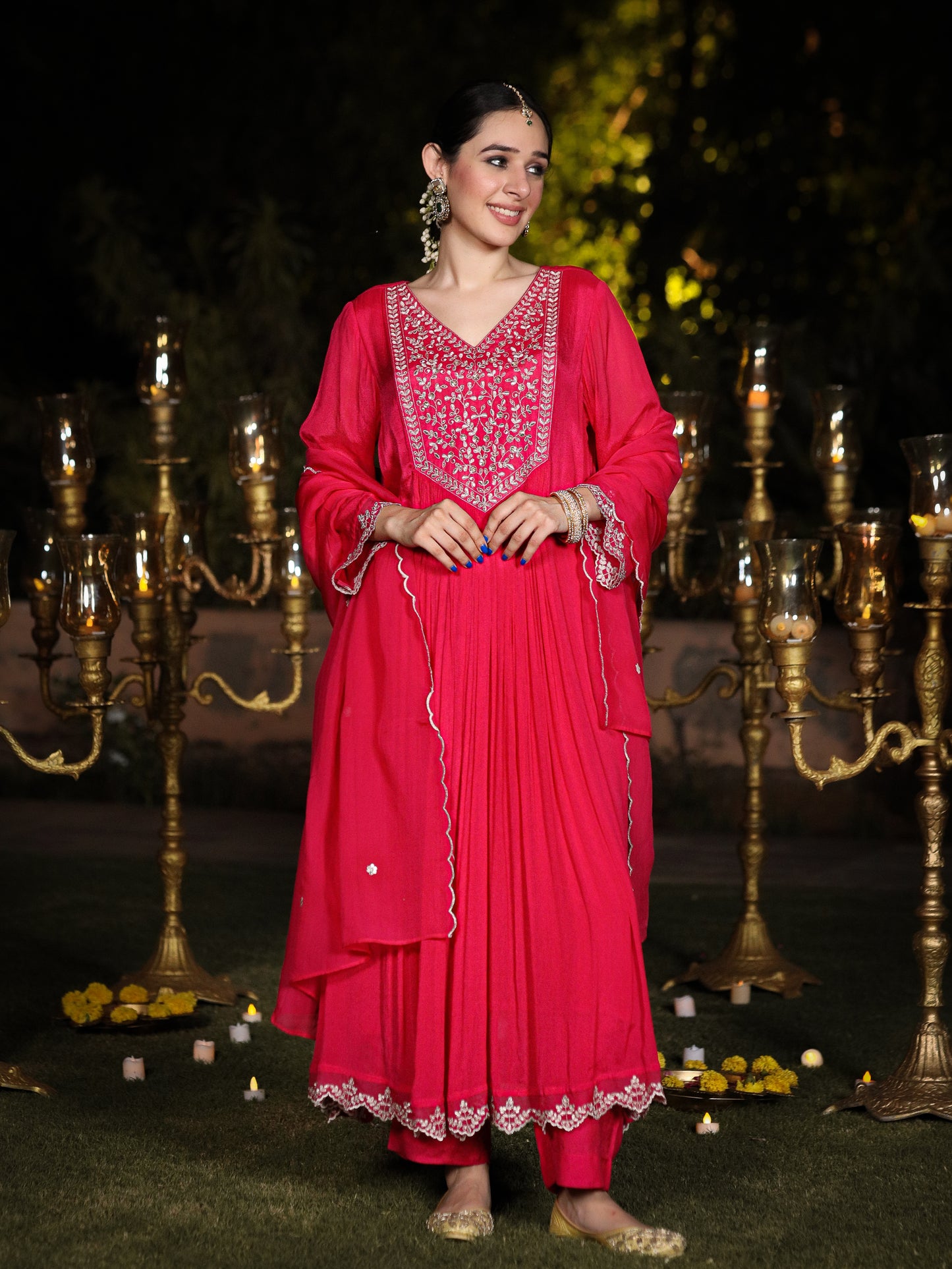 Rani Pink Chinnon Suit Set