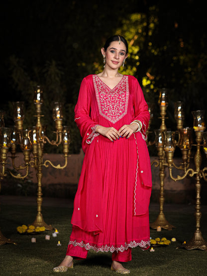 Rani Pink Chinnon Suit Set