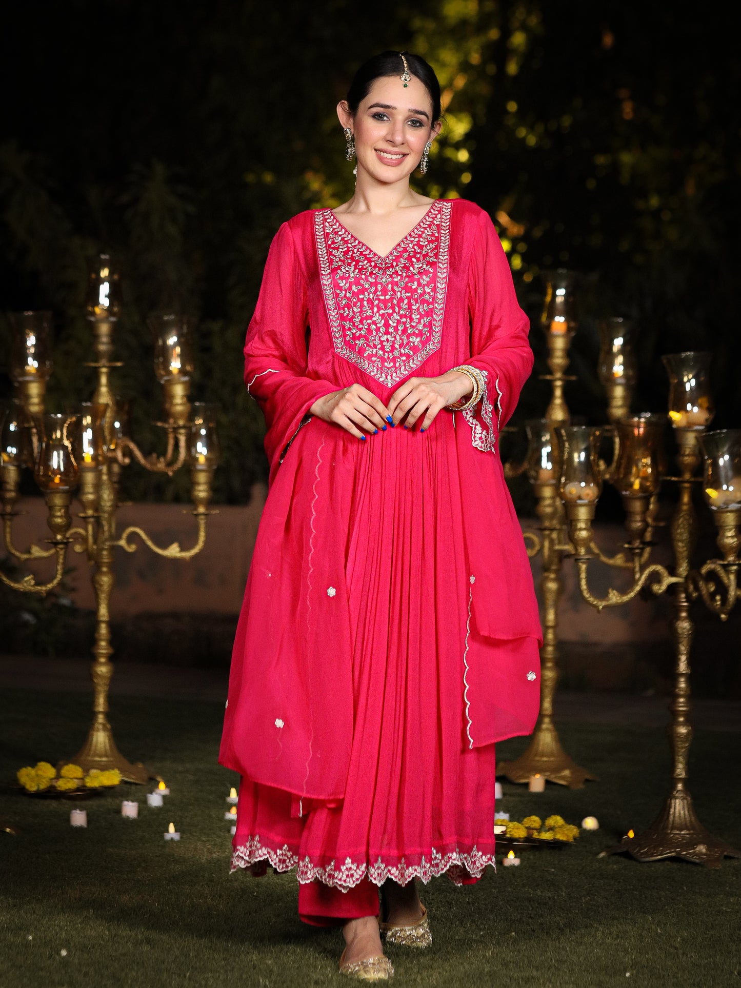 Rani Pink Chinnon Suit Set