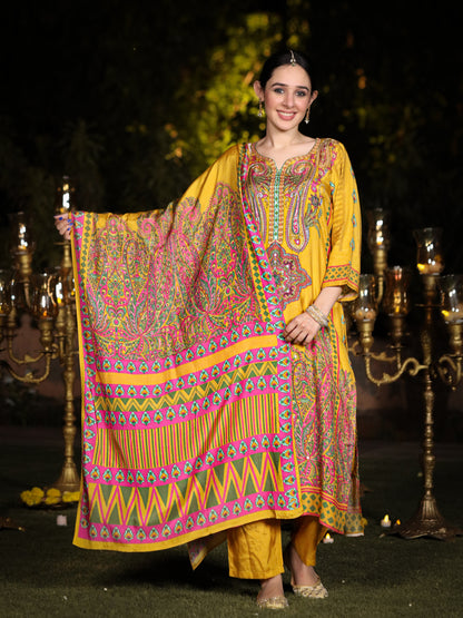 Yellow Pakistani Muslin Suit Set