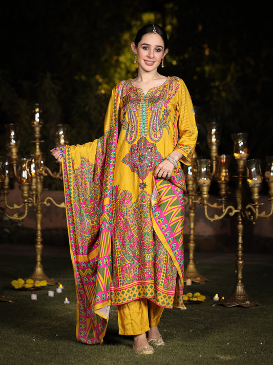 Yellow Pakistani Muslin Suit Set
