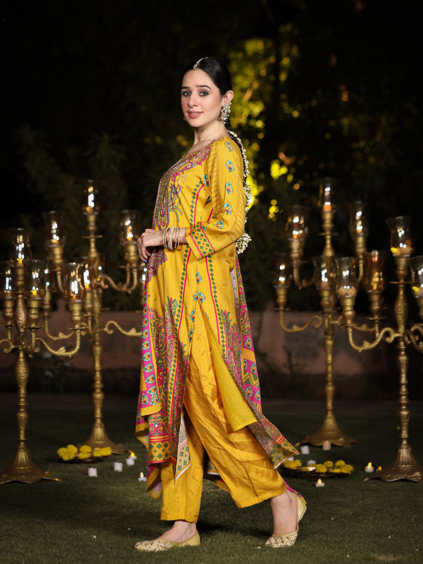 Yellow Pakistani Muslin Suit Set