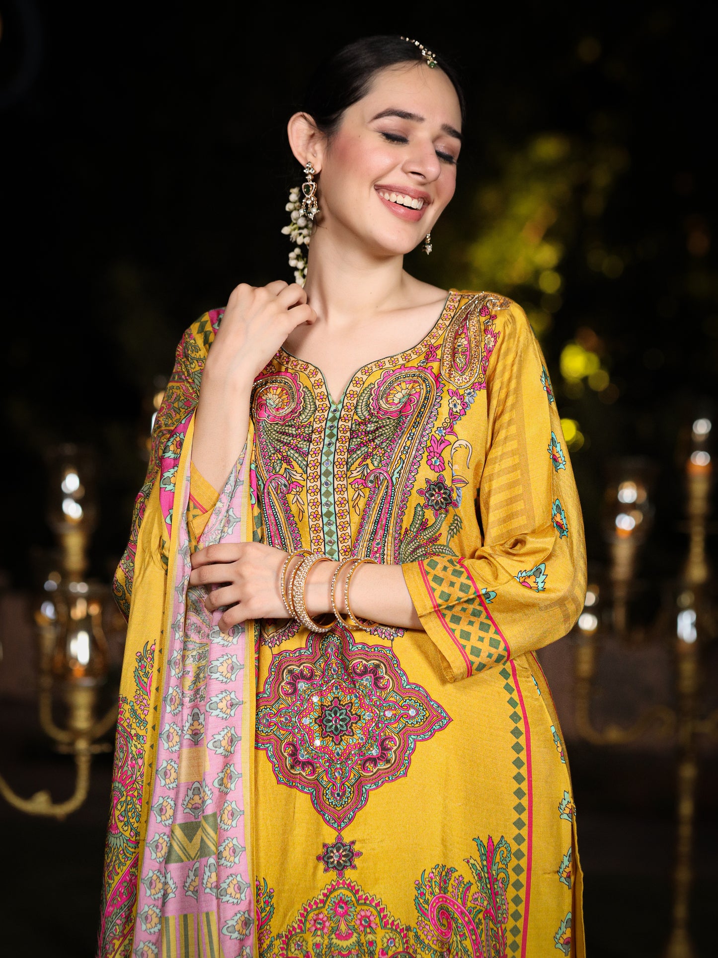 Yellow Pakistani Muslin Suit Set