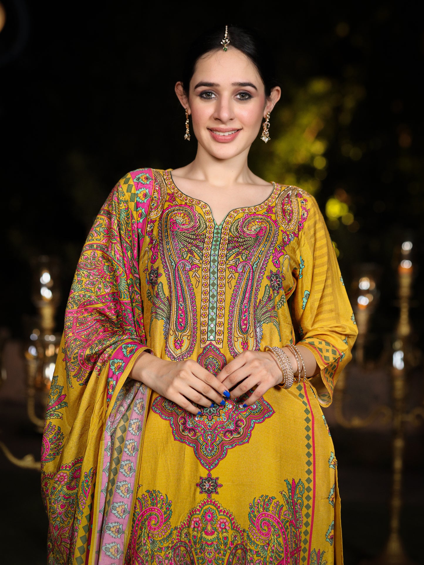 Yellow Pakistani Muslin Suit Set