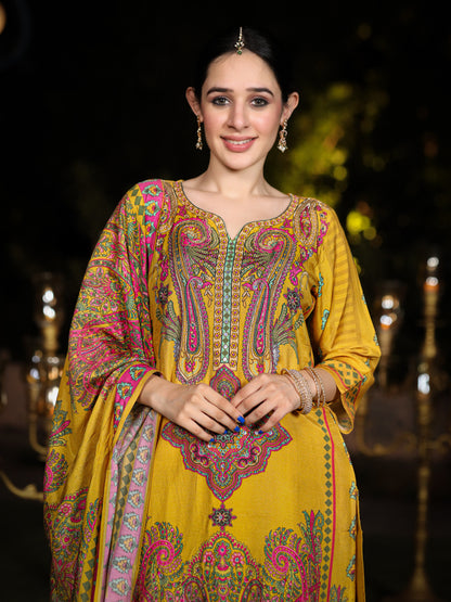 Yellow Pakistani Muslin Suit Set