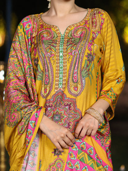 Yellow Pakistani Muslin Suit Set
