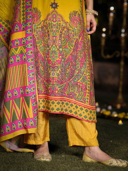 Yellow Pakistani Muslin Suit Set