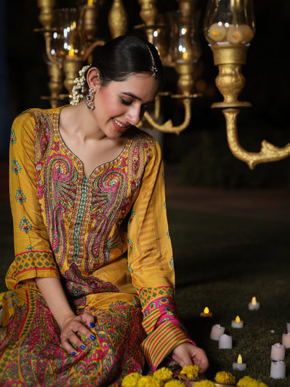 Yellow Pakistani Muslin Suit Set