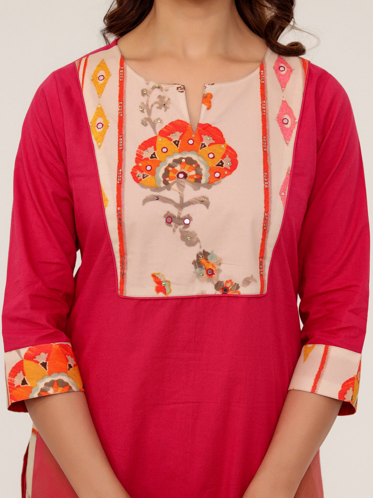 Pink Cotton Printed Dupatta Kurta Set