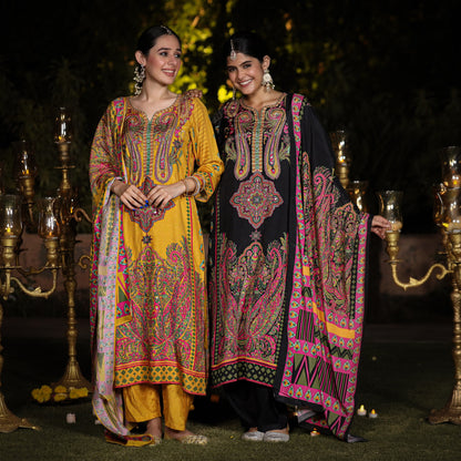 Black Pakistani Muslin Suit Set