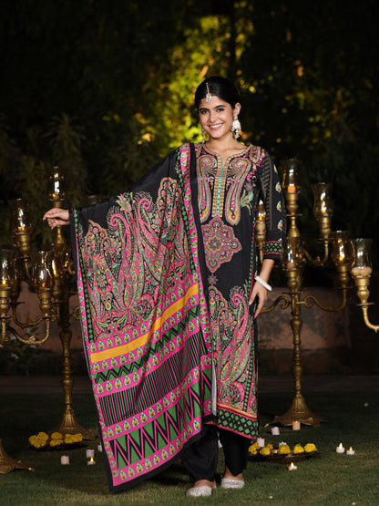 Black Pakistani Muslin Suit Set