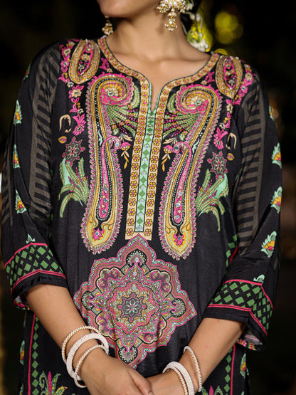 Black Pakistani Muslin Suit Set