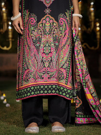 Black Pakistani Muslin Suit Set