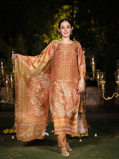Ash Brown Shimmer Suit Set