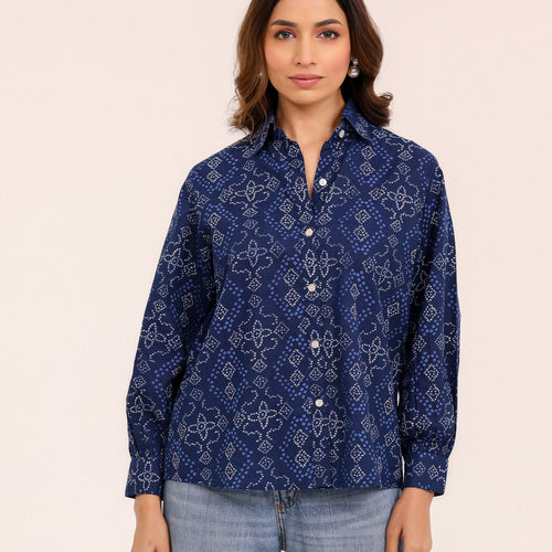 Rewa Pure Cotton Bandhni Shirt