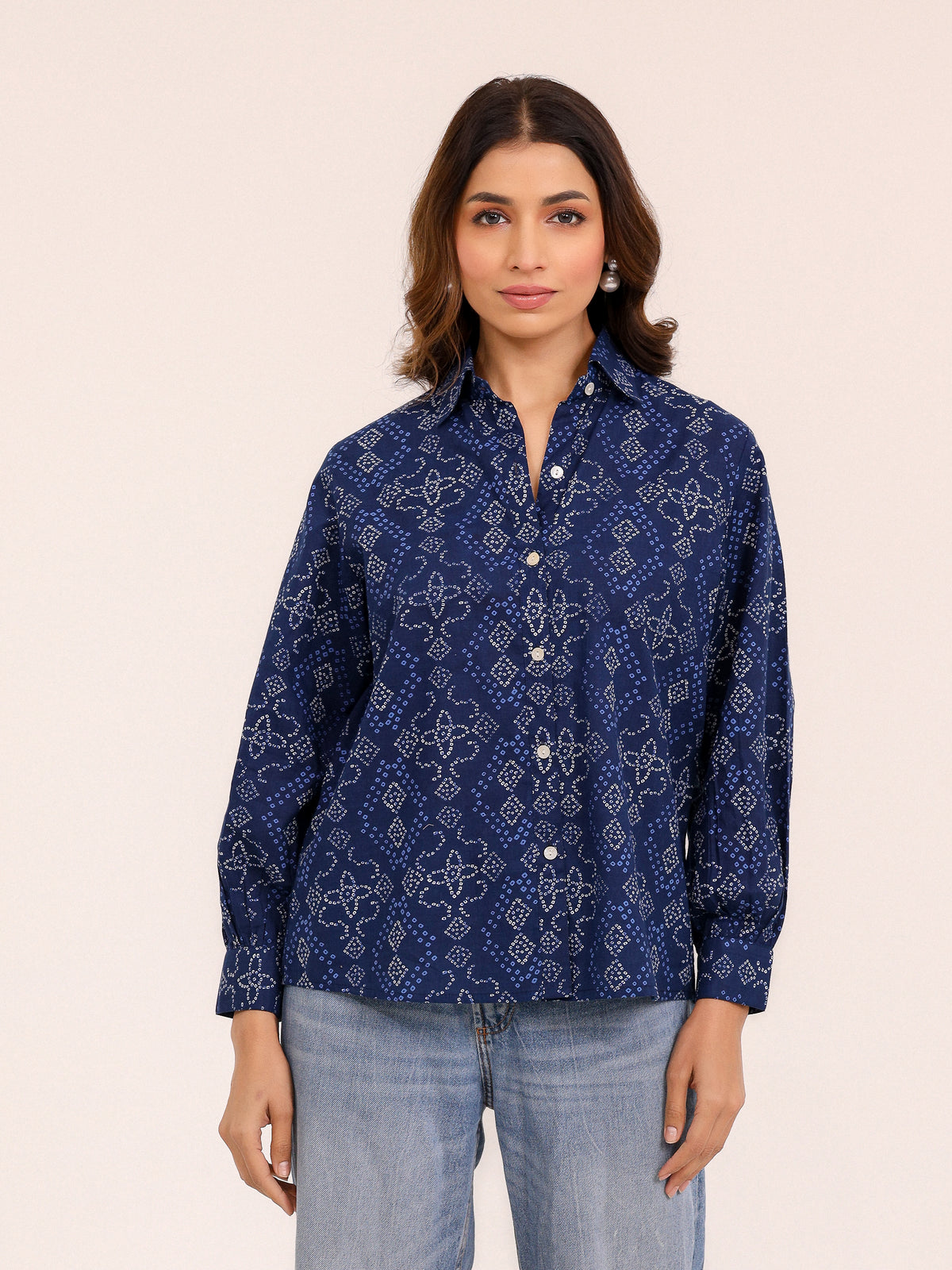 Rewa Pure Cotton Bandhni Shirt