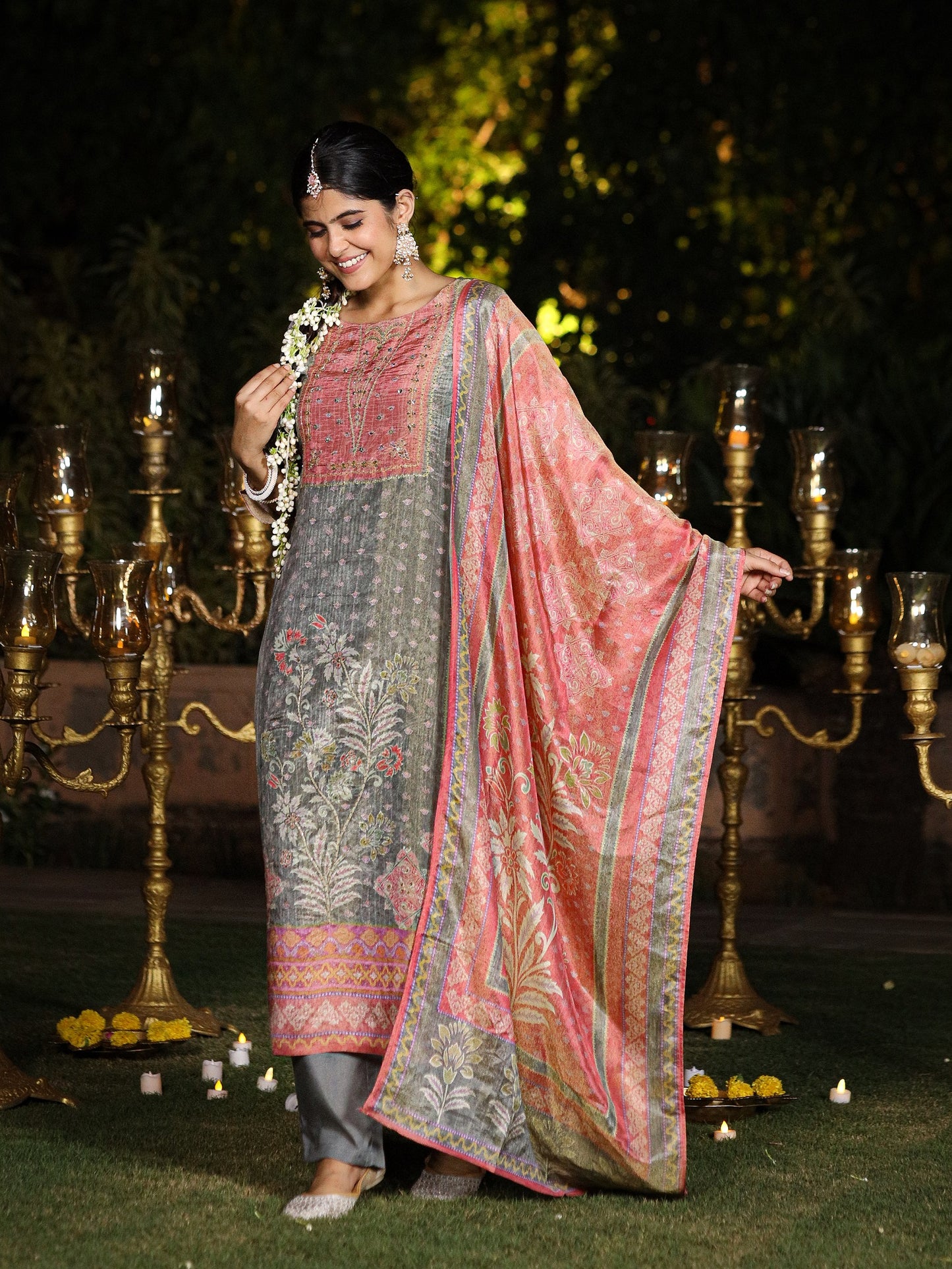 Ice Grey Shimmer Suit Set