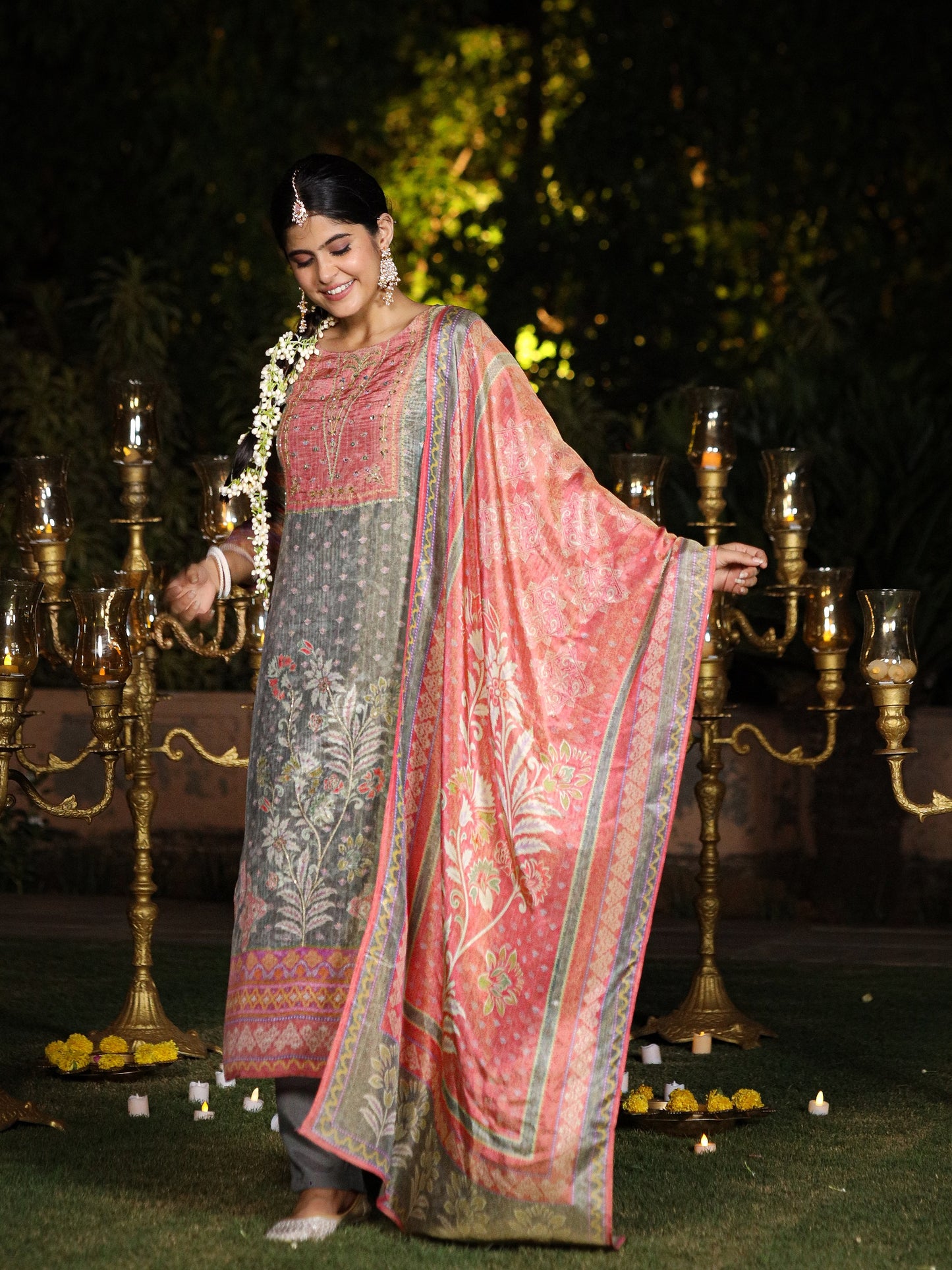 Ice Grey Shimmer Suit Set