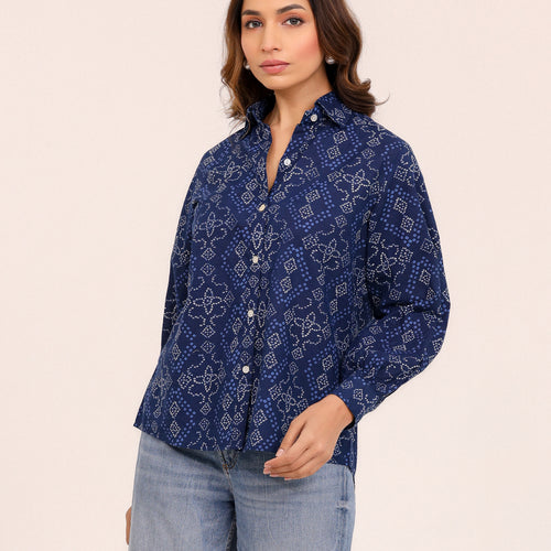 Rewa Pure Cotton Bandhni Shirt