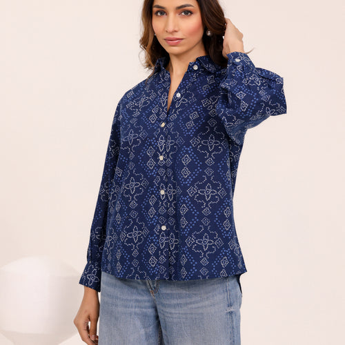 Rewa Pure Cotton Bandhni Shirt