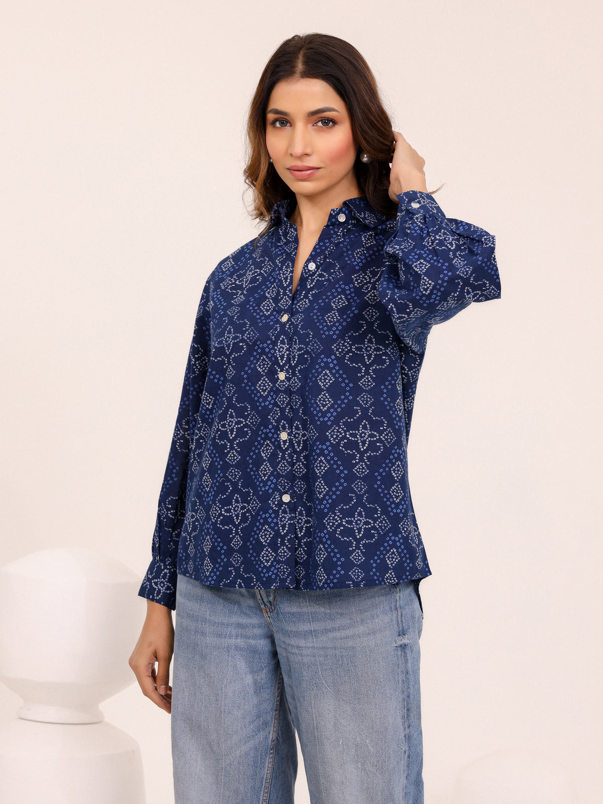 Rewa Pure Cotton Bandhni Shirt