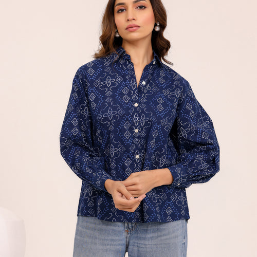 Rewa Pure Cotton Bandhni Shirt