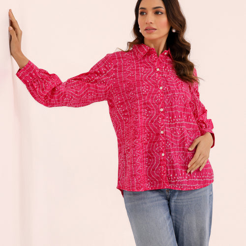 Rewa Pure Cotton Bandhni Shirt