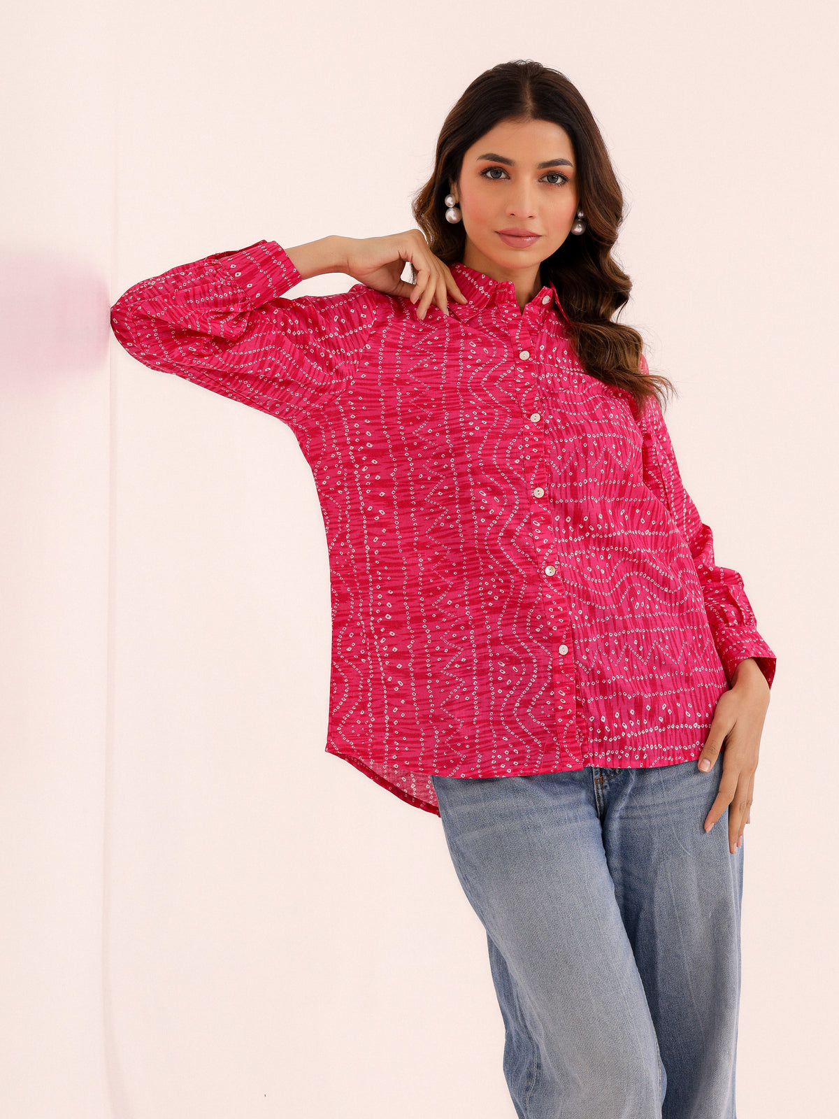Rewa Pure Cotton Bandhni Shirt