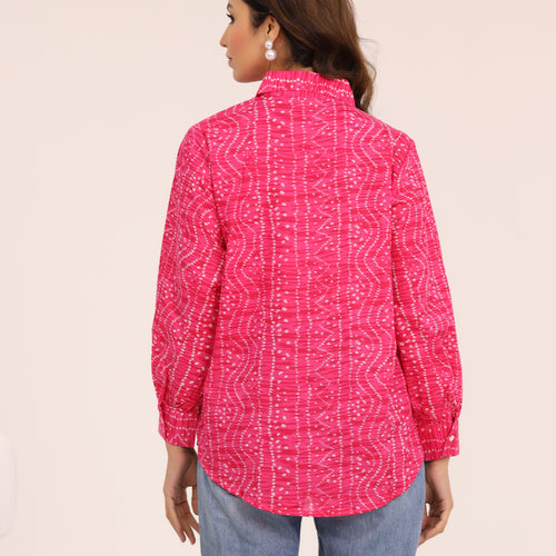 Rewa Pure Cotton Bandhni Shirt