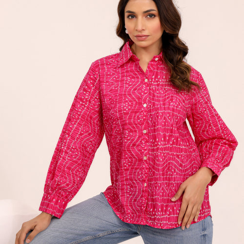 Rewa Pure Cotton Bandhni Shirt