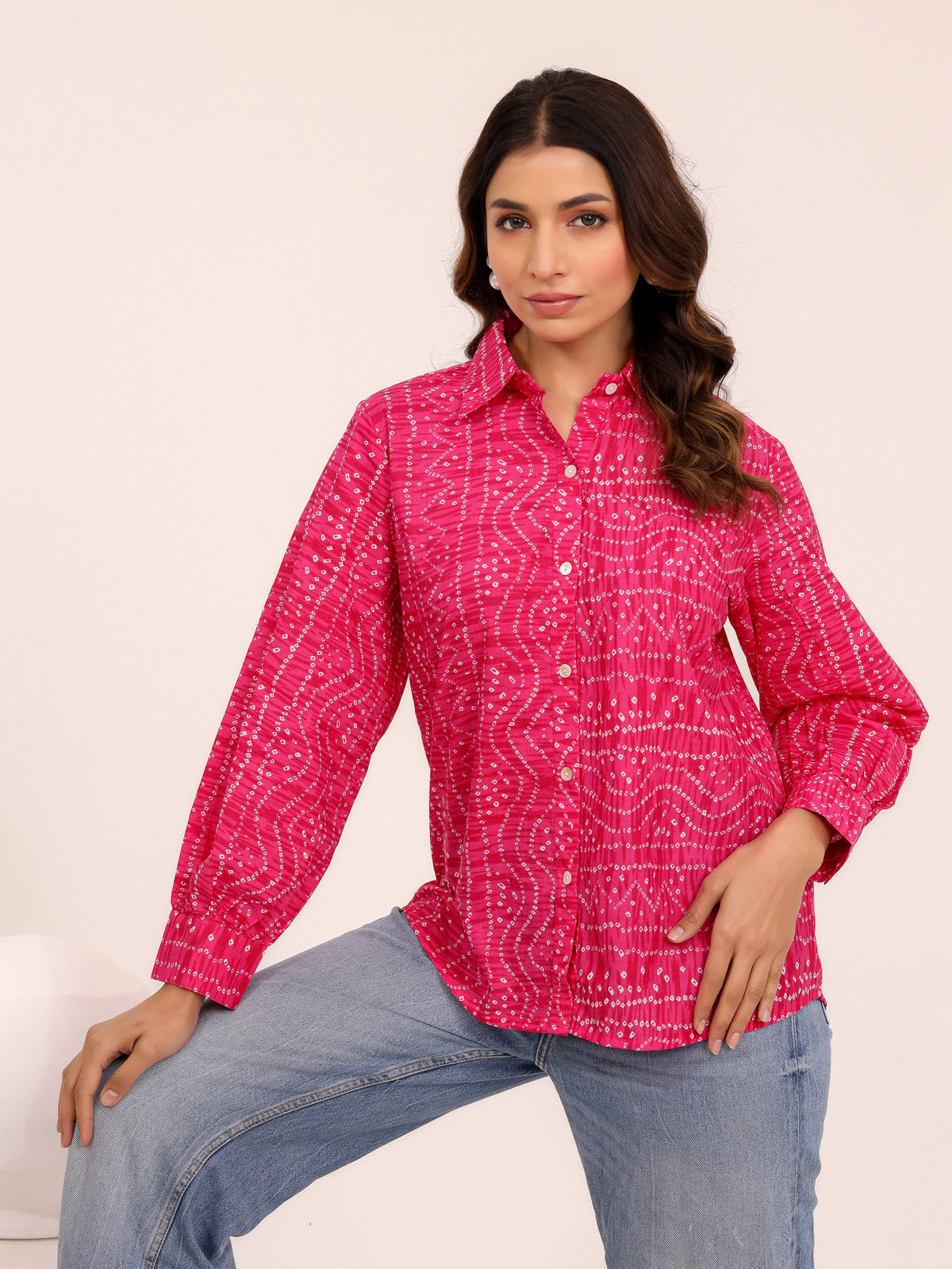 Rewa Pure Cotton Bandhni Shirt