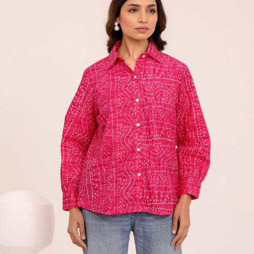 Rewa Pure Cotton Bandhni Shirt