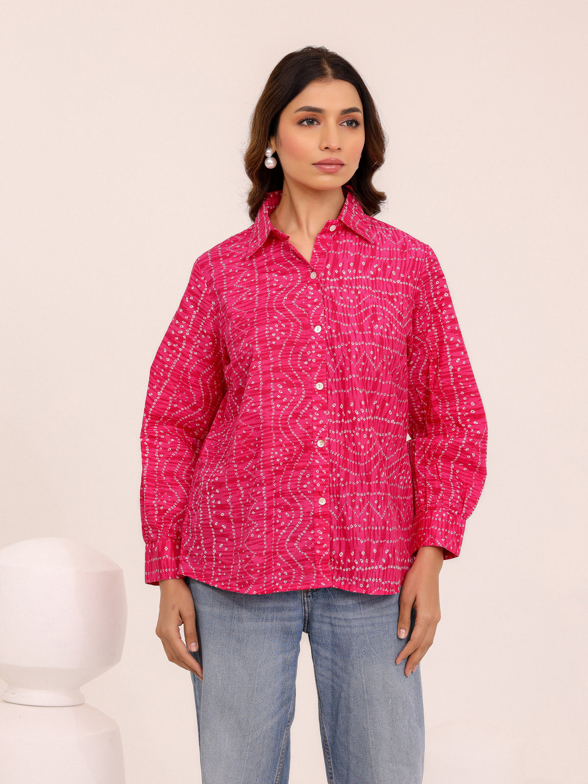 Rewa Pure Cotton Bandhni Shirt