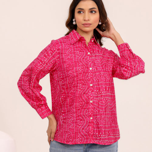 Rewa Pure Cotton Bandhni Shirt