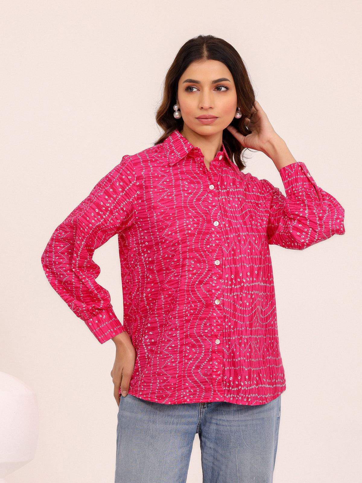 Rewa Pure Cotton Bandhni Shirt