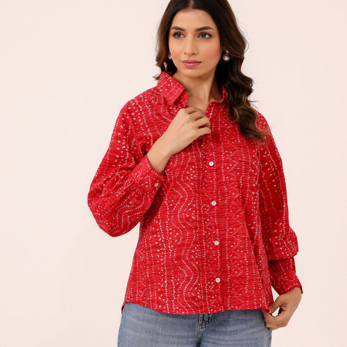 Rewa Pure Cotton Bandhni Shirt