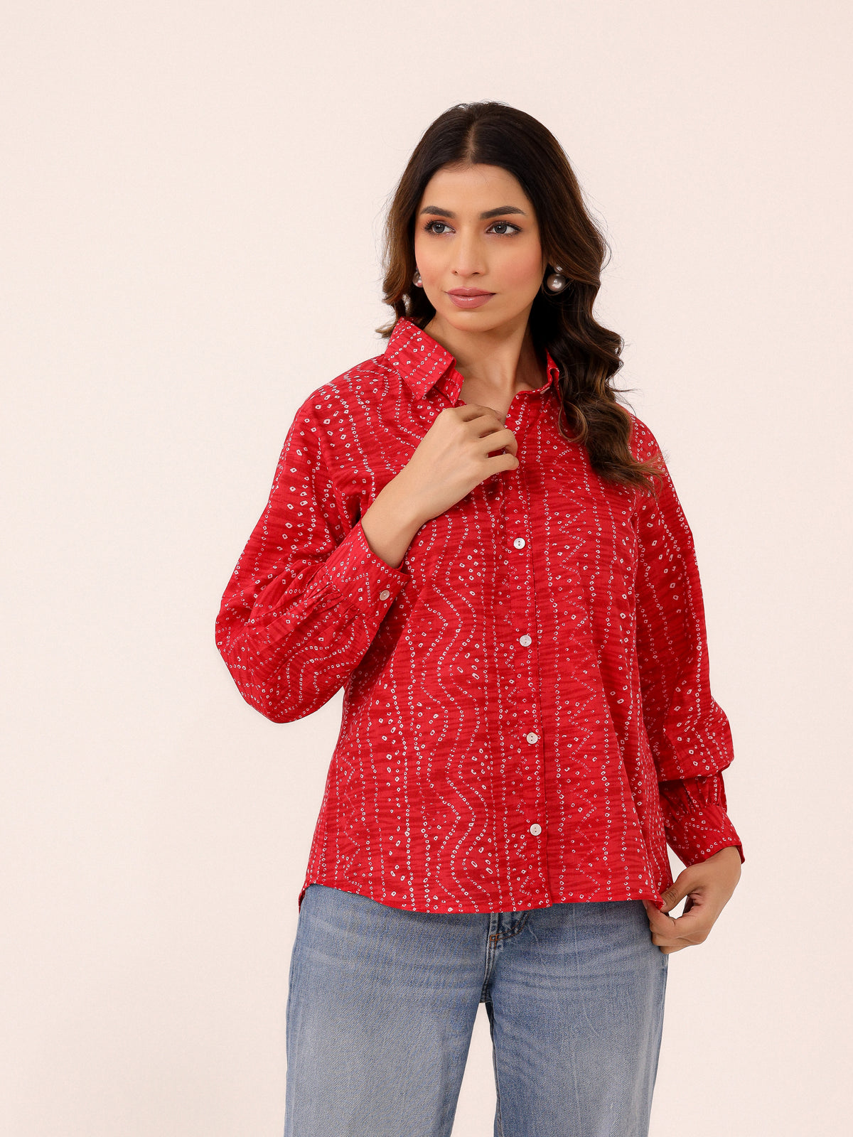 Rewa Pure Cotton Bandhni Shirt