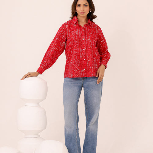 Rewa Pure Cotton Bandhni Shirt