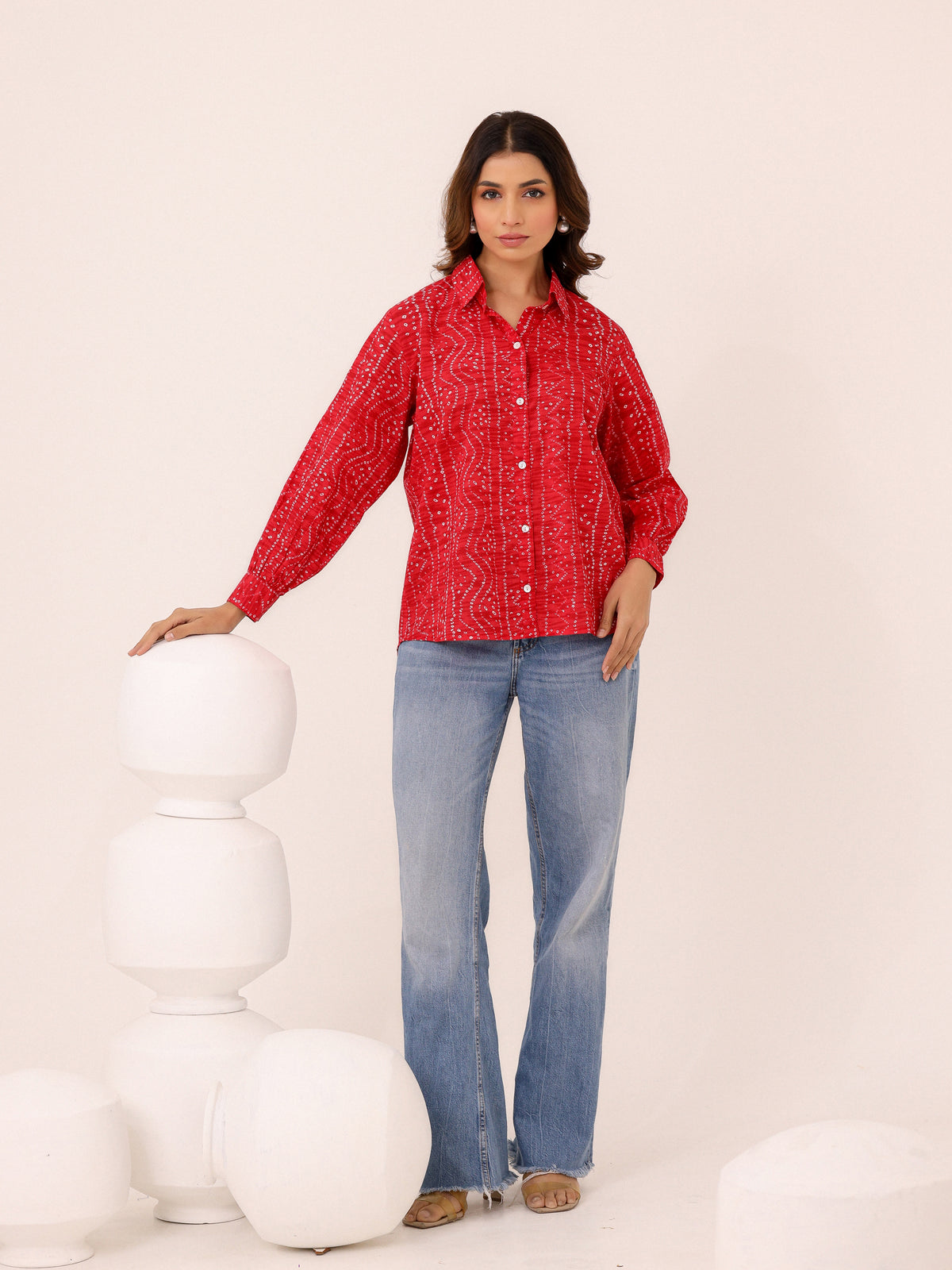 Rewa Pure Cotton Bandhni Shirt