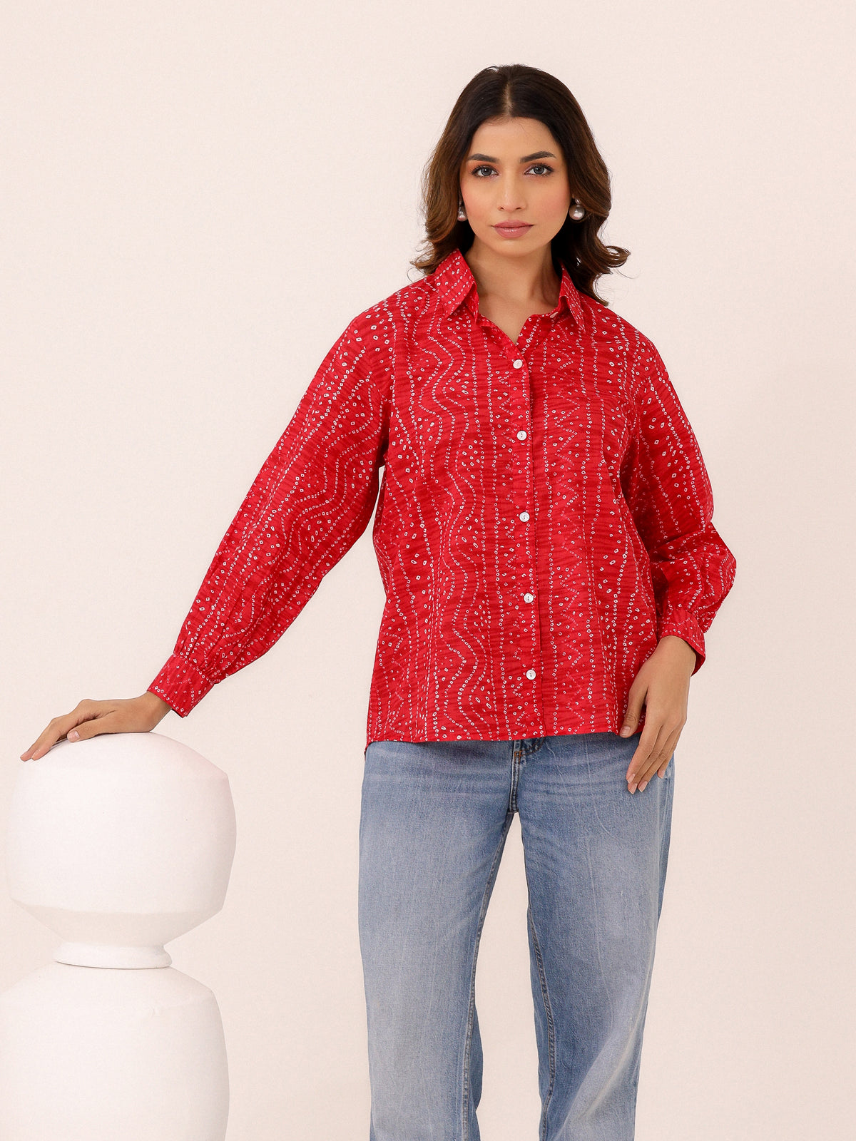 Rewa Pure Cotton Bandhni Shirt