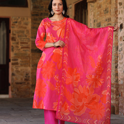 Pink-Orange Bloom Suit Set