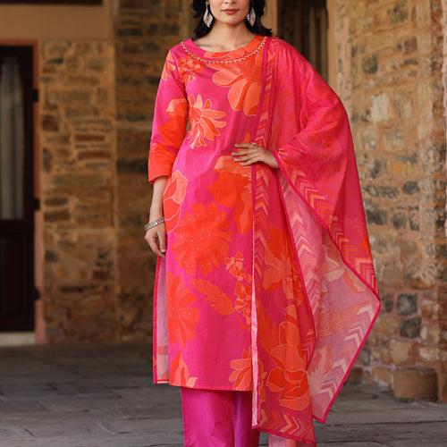 Pink-Orange Bloom Suit Set