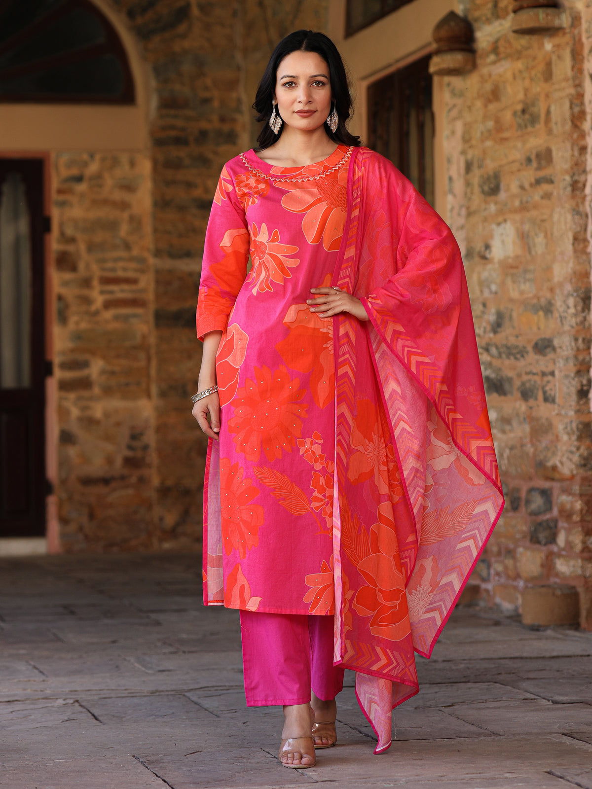 Pink-Orange Bloom Suit Set