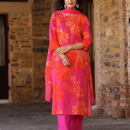 Pink-Orange Bloom Suit Set
