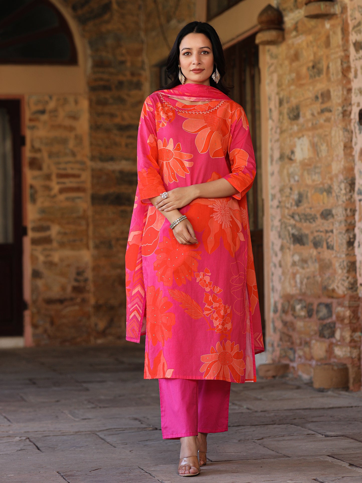 Pink-Orange Bloom Suit Set