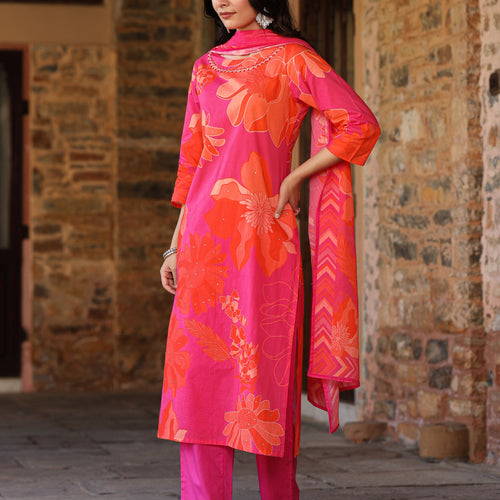 Pink-Orange Bloom Suit Set