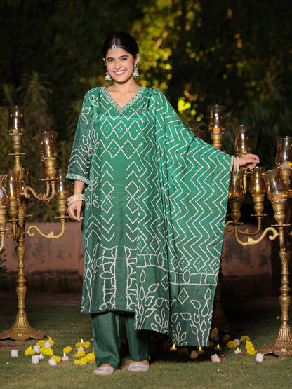 Green Ombre Bandhni Suit Set