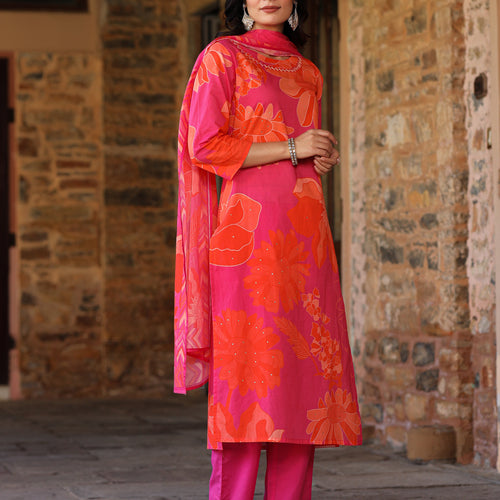 Pink-Orange Bloom Suit Set